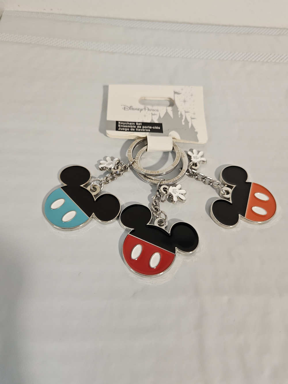 official Disney Parks Mickey Mouse Ear Icon Metal Keychain Set.
